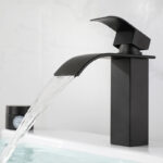 Waterfall Bathroom Wash Basin Toilet Bathroom Table Counter Basin Tap Hot And Cold Black - Зураг 5