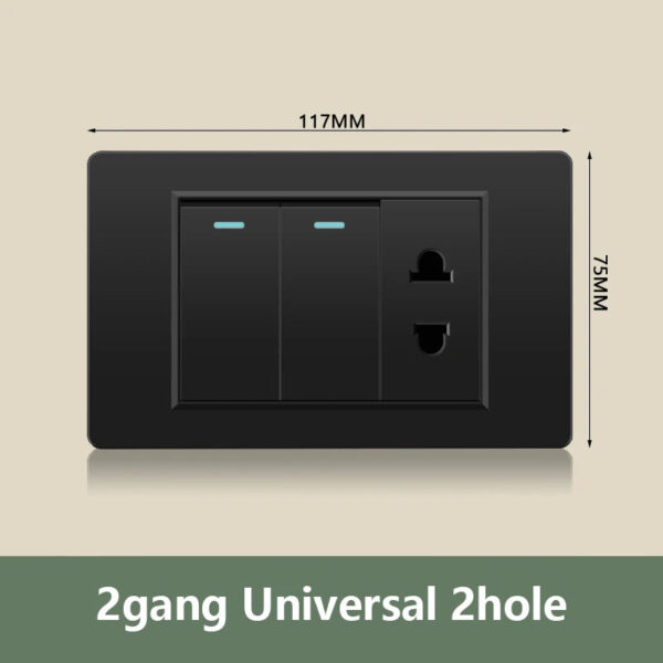 EU Korea Standard Electrical Outlet 220V Wall Light Power Switch,with USB Type-C 20W Smart Fast Charging Socket PC Panel TV TEL - 2gang UN 2hole