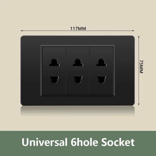 EU Korea Standard Electrical Outlet 220V Wall Light Power Switch,with USB Type-C 20W Smart Fast Charging Socket PC Panel TV TEL - UN 6hole